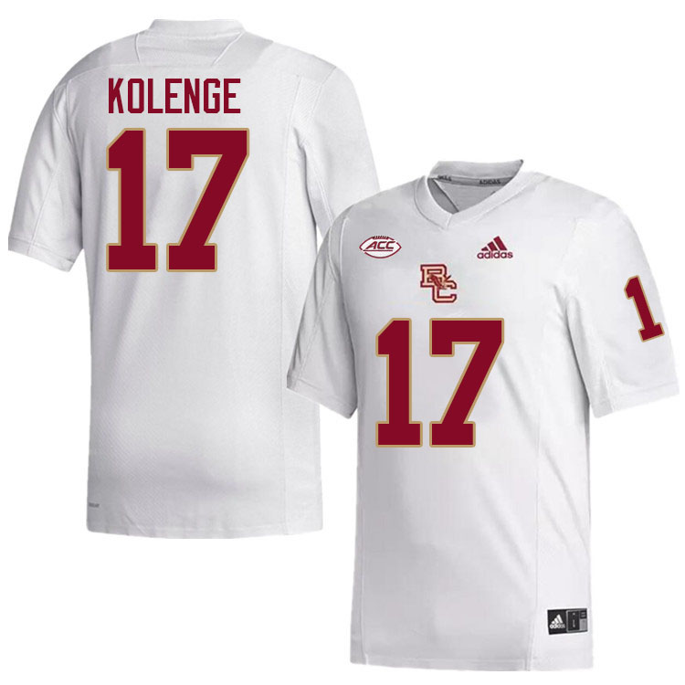 Boston College Eagles #17 Edwin Kolenge College Football Jerseys Stitched-White